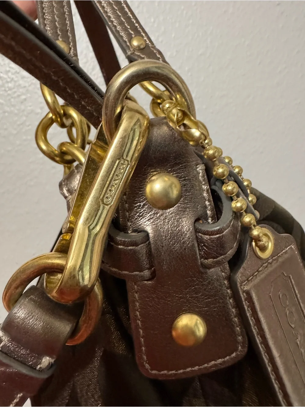 Coach Opt-Art Lurex Brooke Signature Jacquard Chain-Handle in Olive